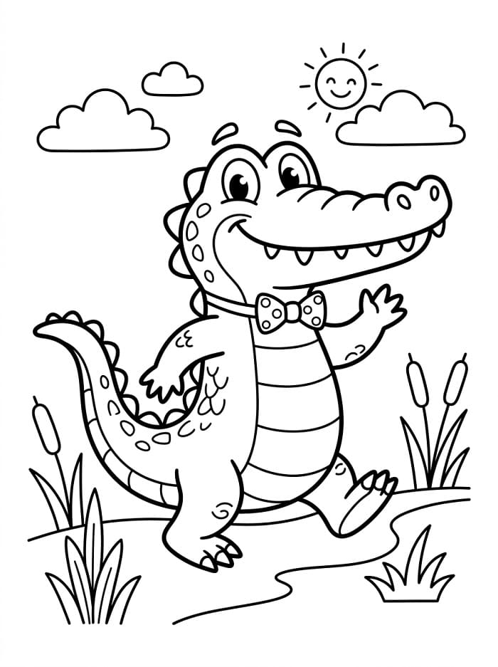 Velmi roztomilý aligátor omalovánka
