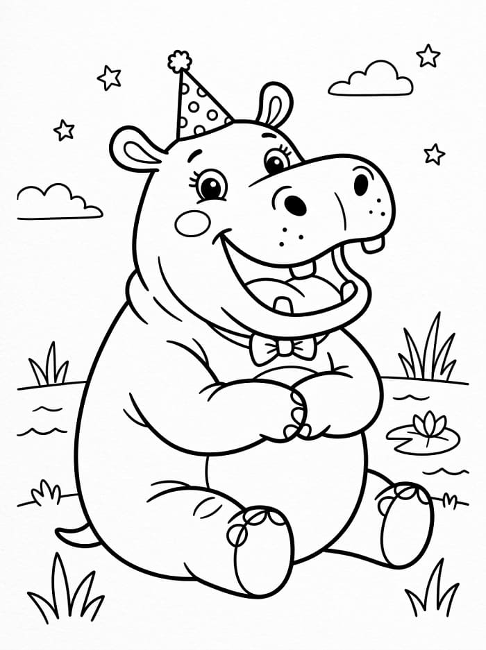 Velmi roztomilý hroch omalovánka