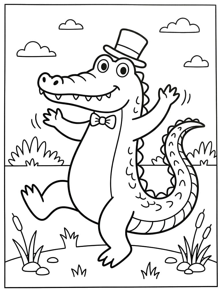 Veselý aligátor omalovánka
