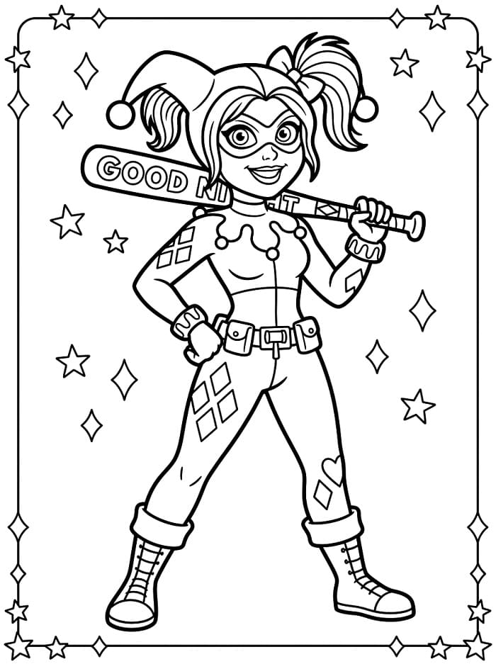 Vtipná Harley Quinn omalovánka