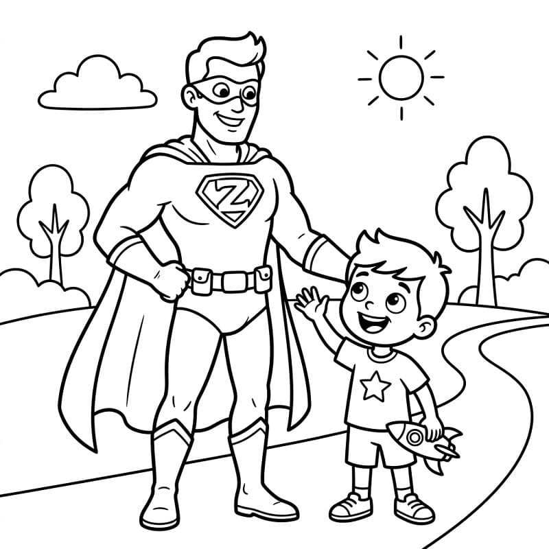 Omalovánka Zdarma Superhrdina k tisku