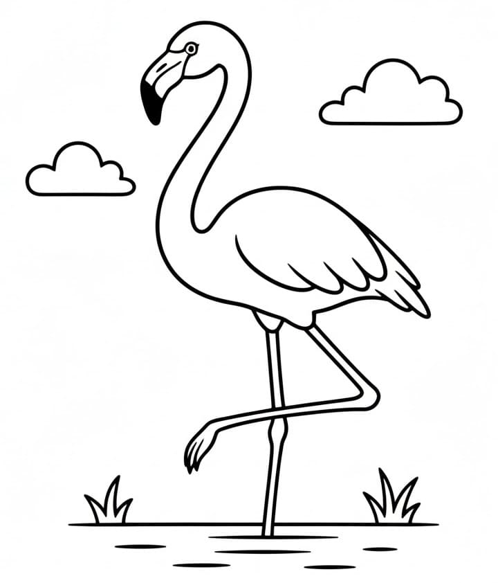 Zdarma obrázek Plameňáka omalovánka