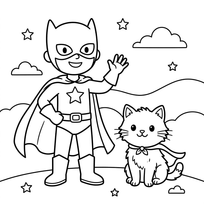 Omalovánka Zdarma tisknutelný Superhrdina