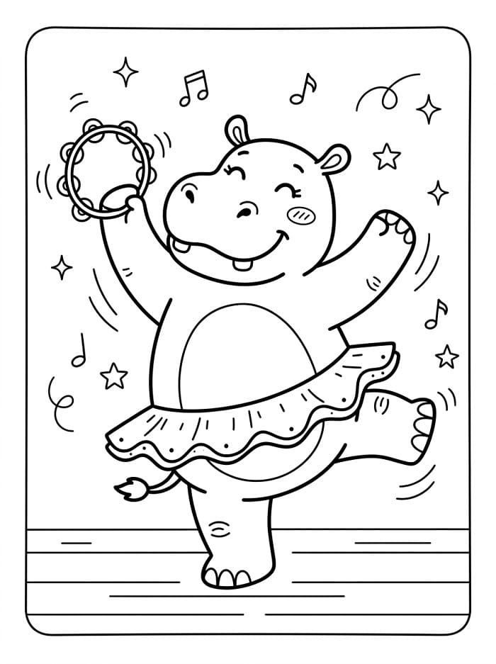 Zdarma tisknutelný hroch omalovánka