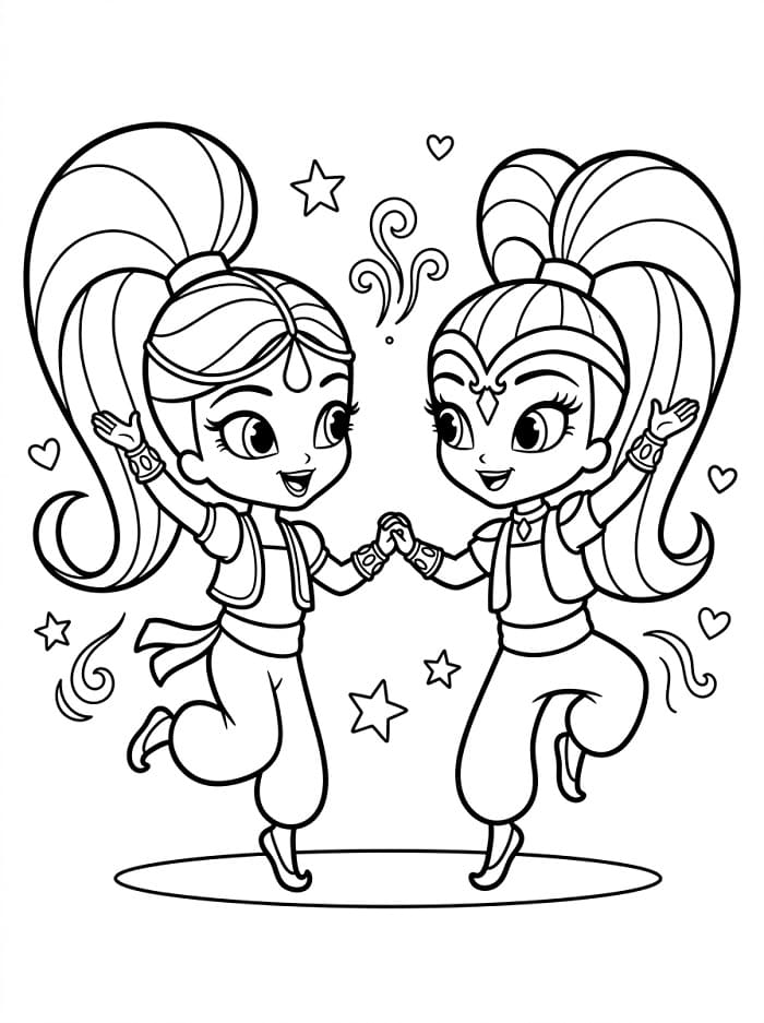 Animované Shimmer a Shine omalovánka