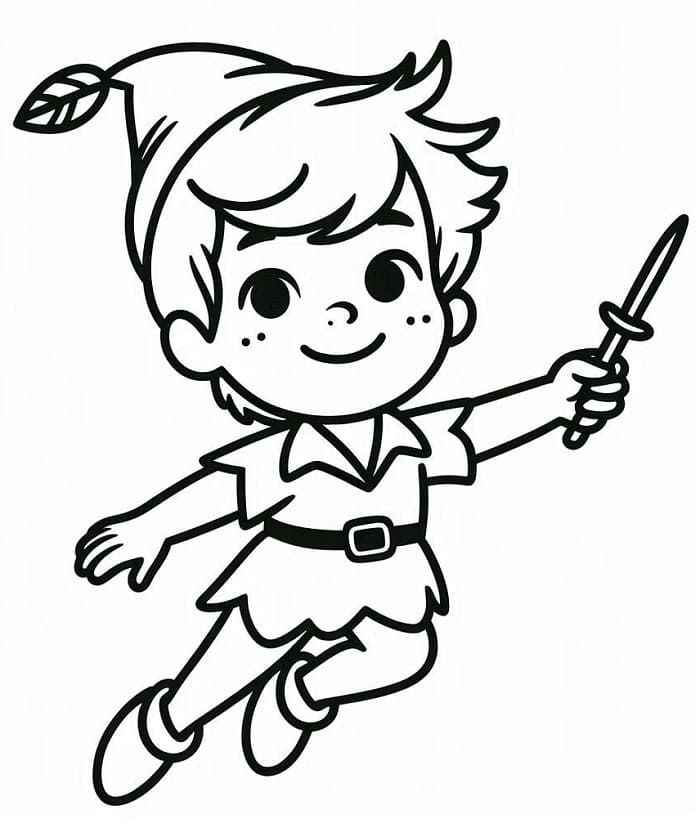 Bezplatný Peter Pan k vytištění omalovánka