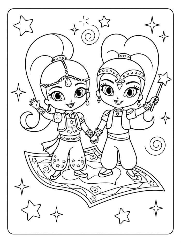 Hezké Shimmer a Shine omalovánka