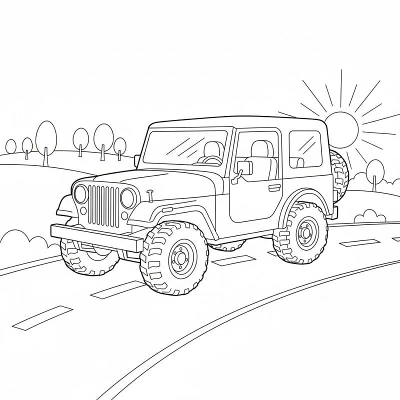 Jeden automobil Jeep omalovánka