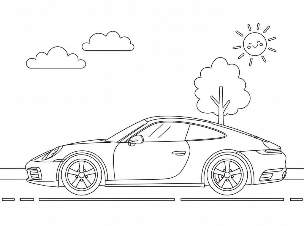 Jedno auto Porsche omalovánka