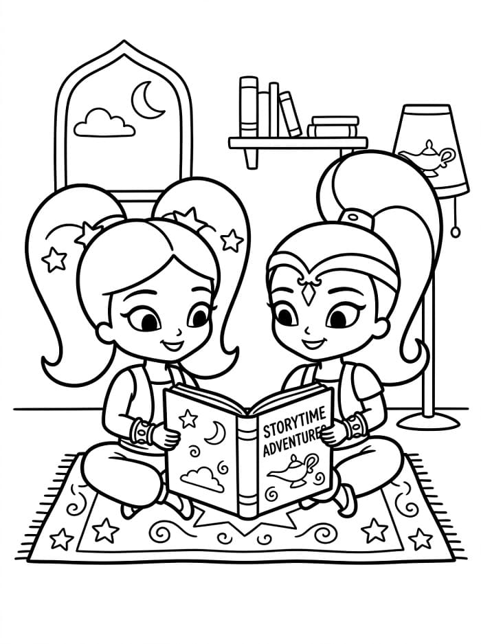 Jednoduché Shimmer a Shine omalovánka
