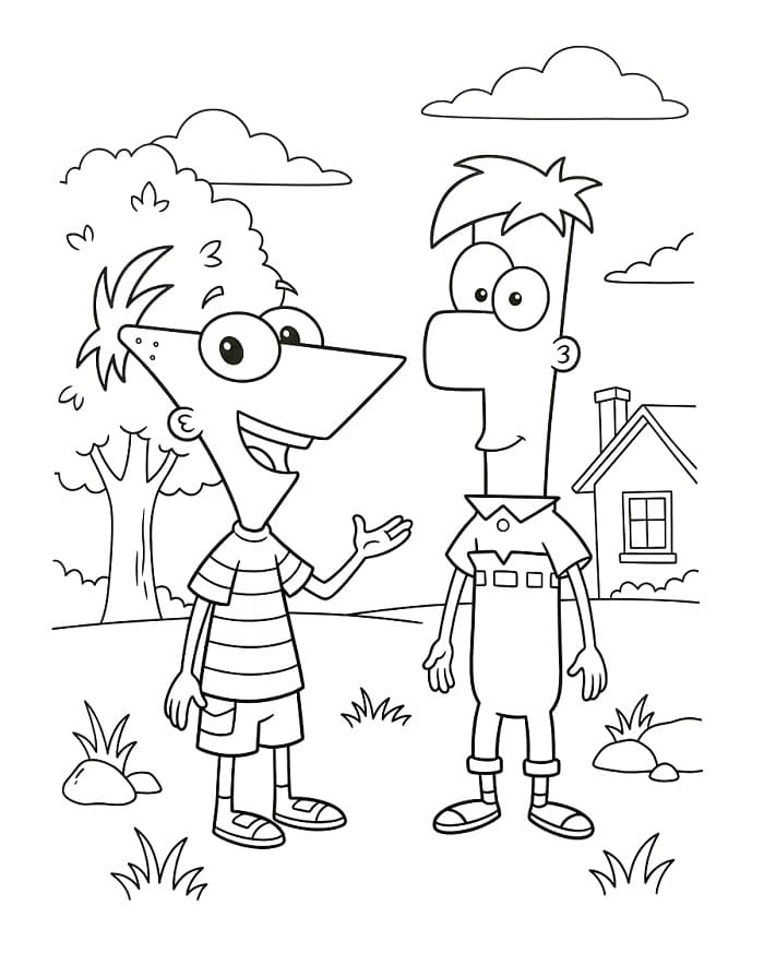 Jednoduchý Phineas a Ferb omalovánka