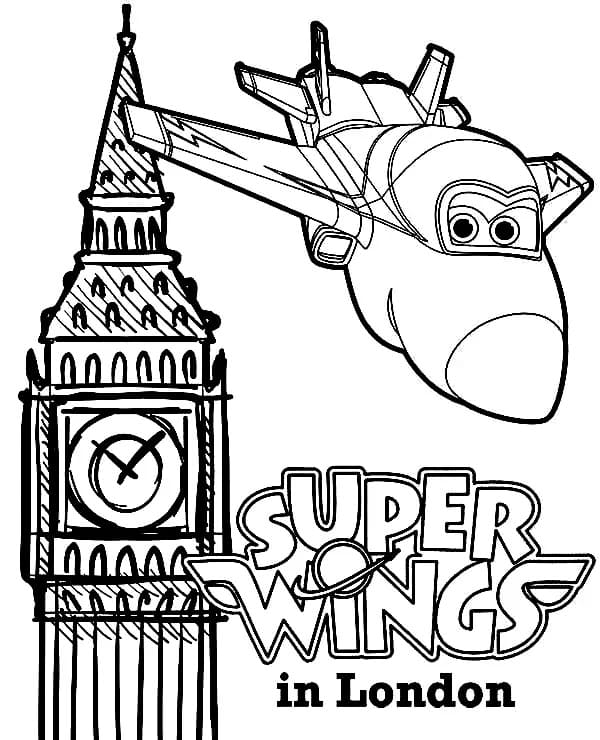 Jett ze Super Wings v Londýně omalovánka