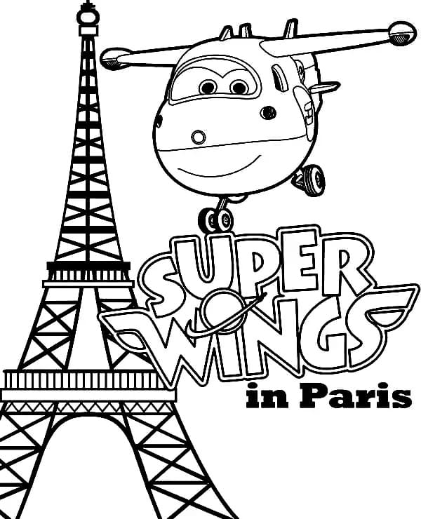 Jett ze Super Wings v Paříži omalovánka