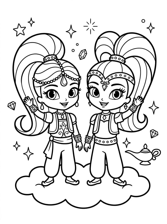 Krásné Shimmer a Shine omalovánka