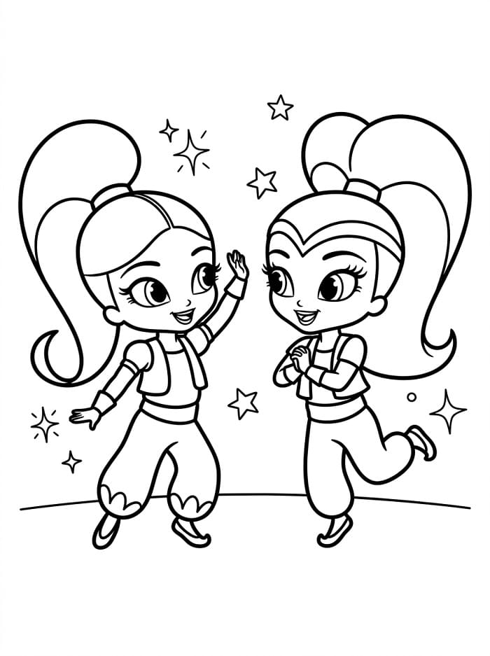 Kreslené Shimmer a Shine omalovánka