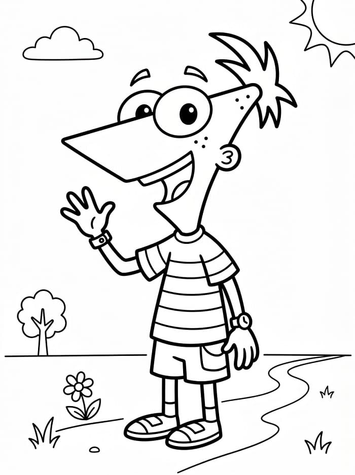Kreslený Phineas a Ferb omalovánka