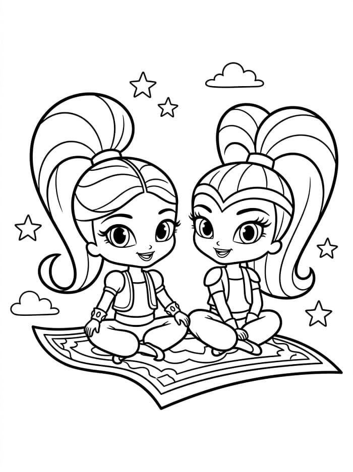 Parádní Shimmer a Shine omalovánka