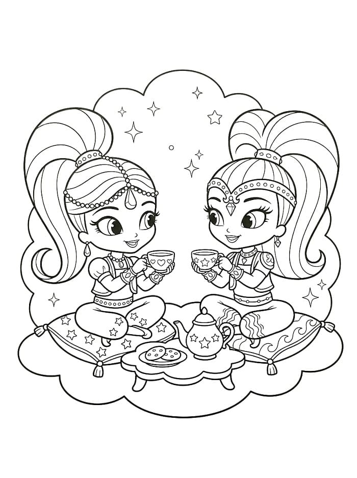 Pěkné Shimmer a Shine omalovánka