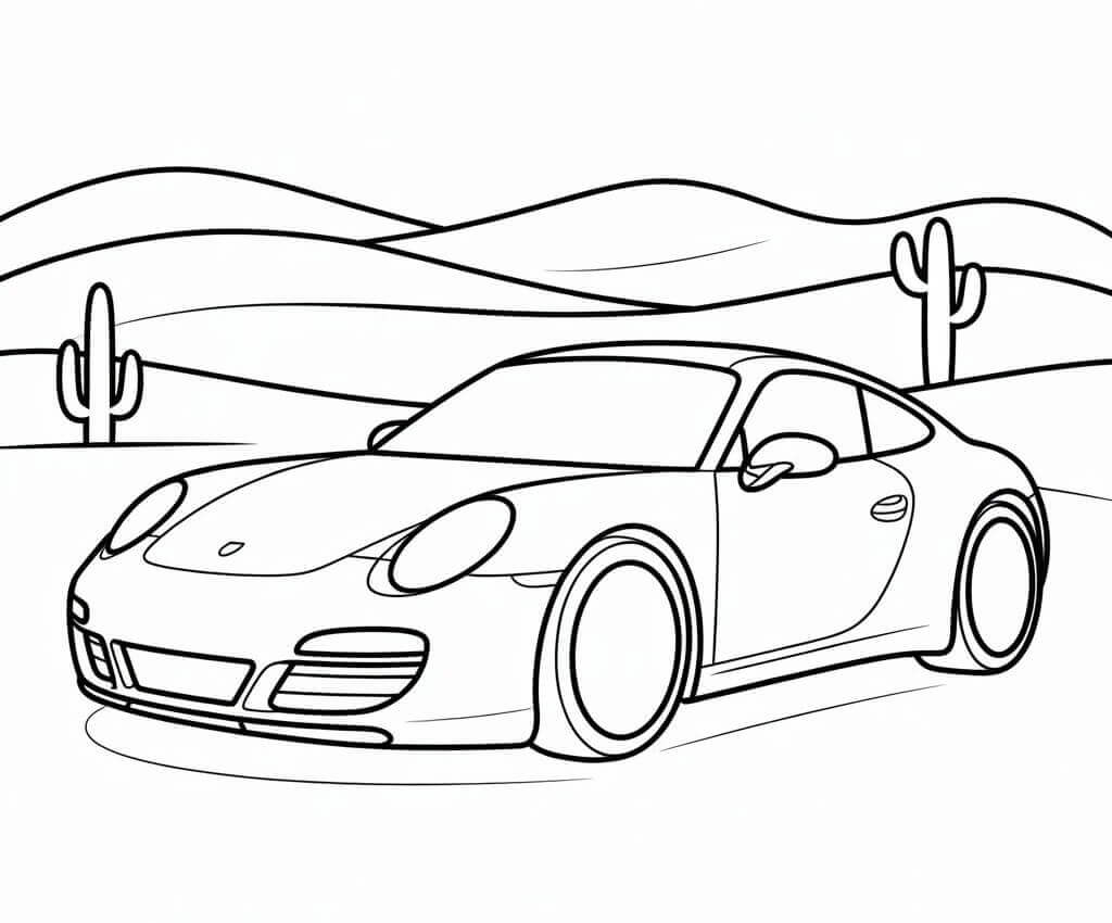 Porsche k vytisknutí omalovánka