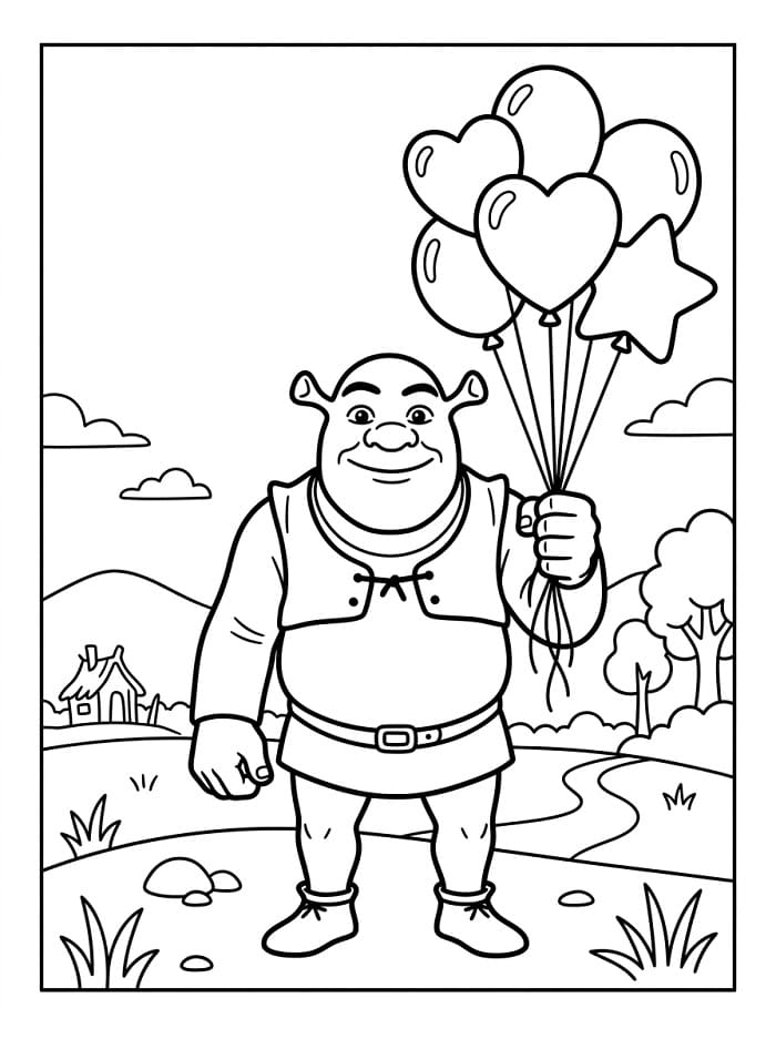 Přátelský Shrek omalovánka
