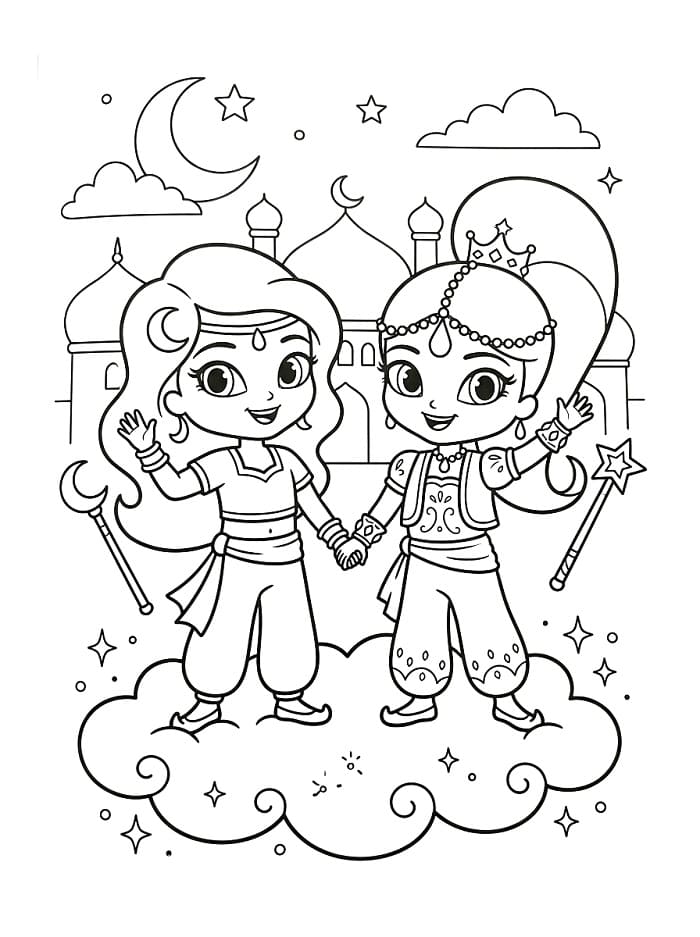 Rozkošné Shimmer a Shine omalovánka