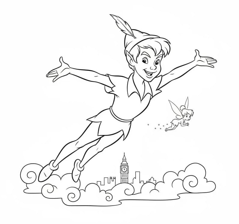 Rozkošný Peter Pan omalovánka