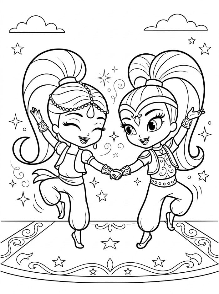 Roztomilé Shimmer a Shine omalovánka
