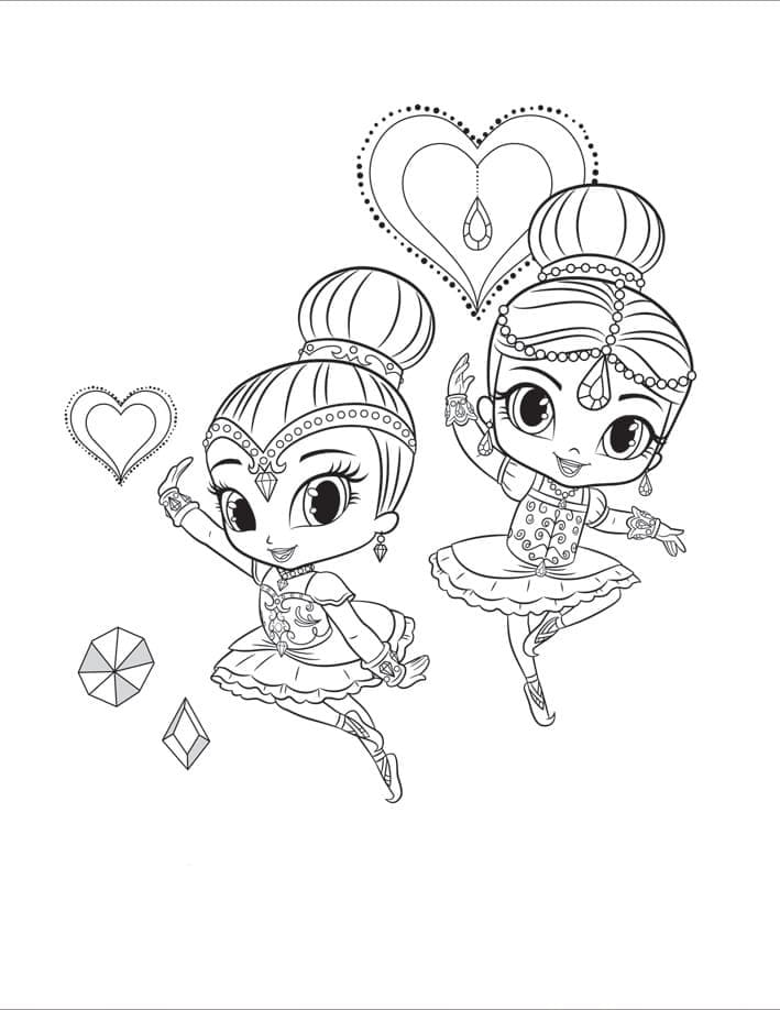 Shimmer a Shine tisknutelné omalovánka