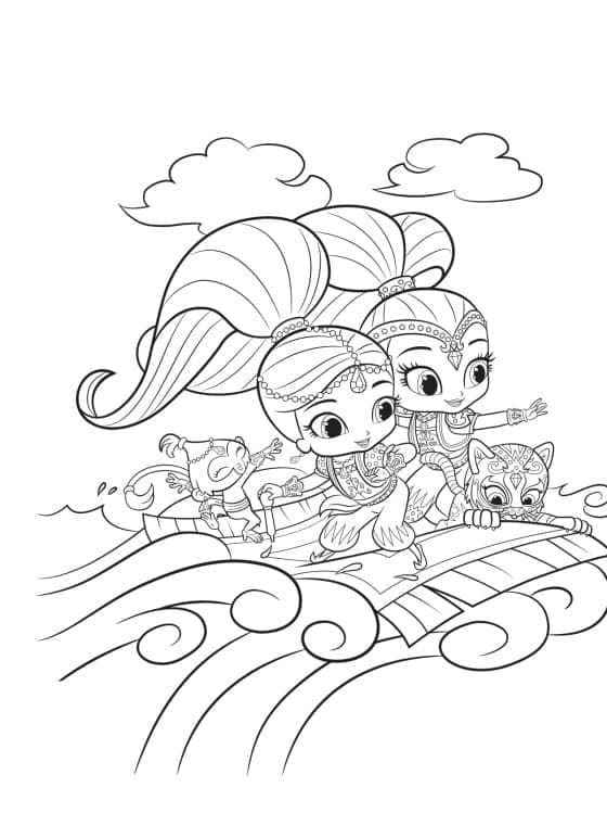Shimmer a Shine zdarma omalovánka