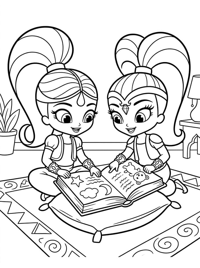Snadné Shimmer a Shine omalovánka
