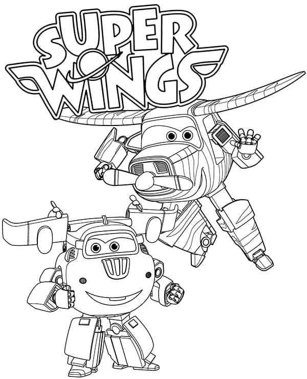 Super Wings Bello a Donnie omalovánka
