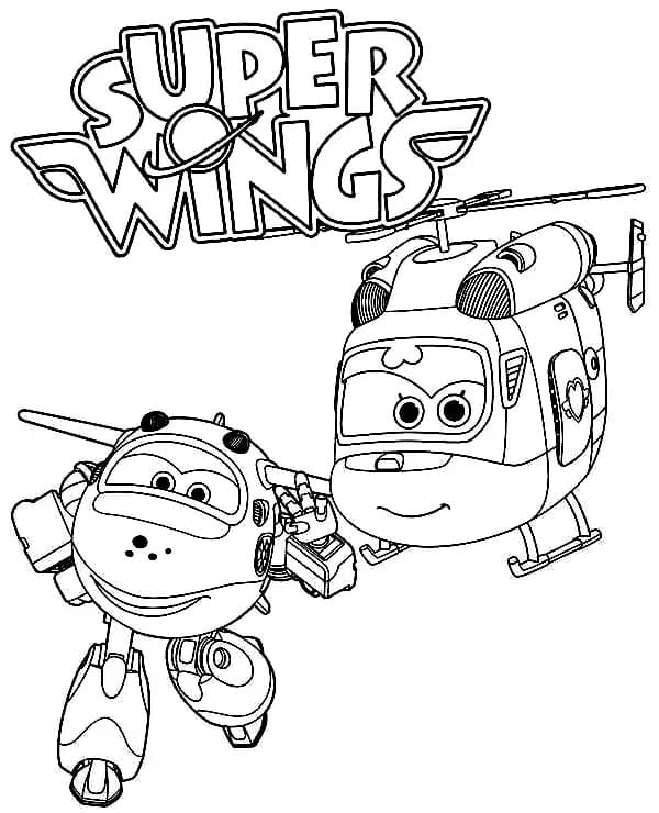 Super Wings Jett a Dizzy omalovánka