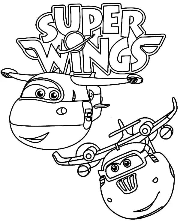 Super Wings Jett a Donnie omalovánka
