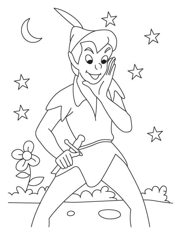 Tisknutelný Peter Pan pro děti omalovánka