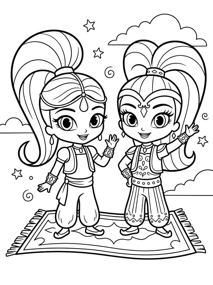 Velmi roztomilé Shimmer a Shine omalovánka