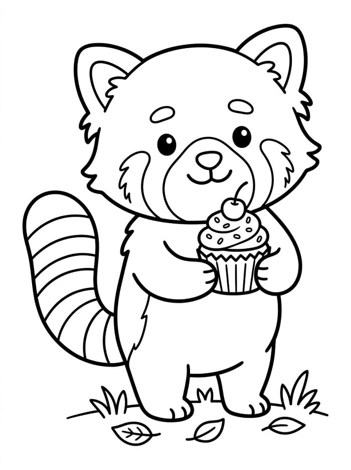 Animovaná panda červená omalovánka