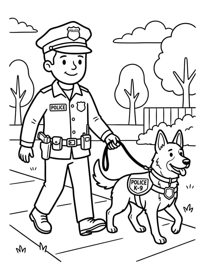 Bezplatná policie k vytisknutí omalovánka