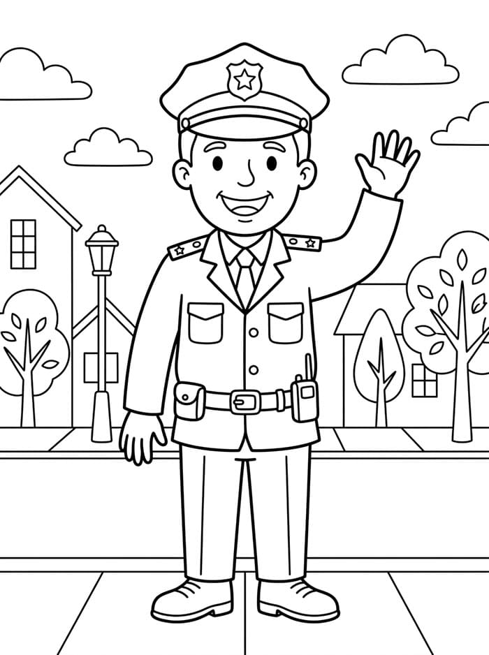 Bezplatná policie k vytištění omalovánka