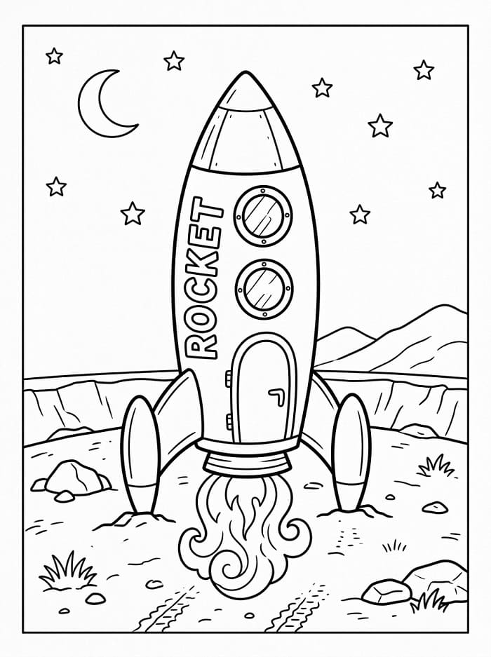 Bezplatná raketa k vytištění omalovánka