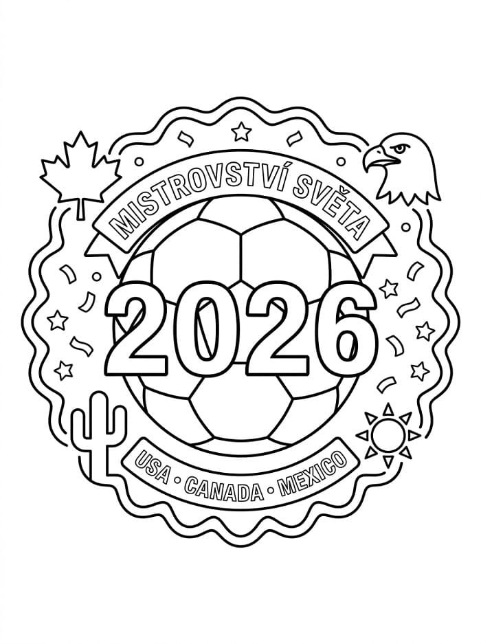 Bezplatné Mistrovství světa 2026 k vytištění omalovánka