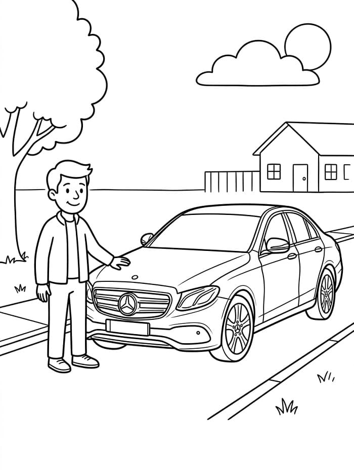 Bezplatný Mercedes k vytištění omalovánka