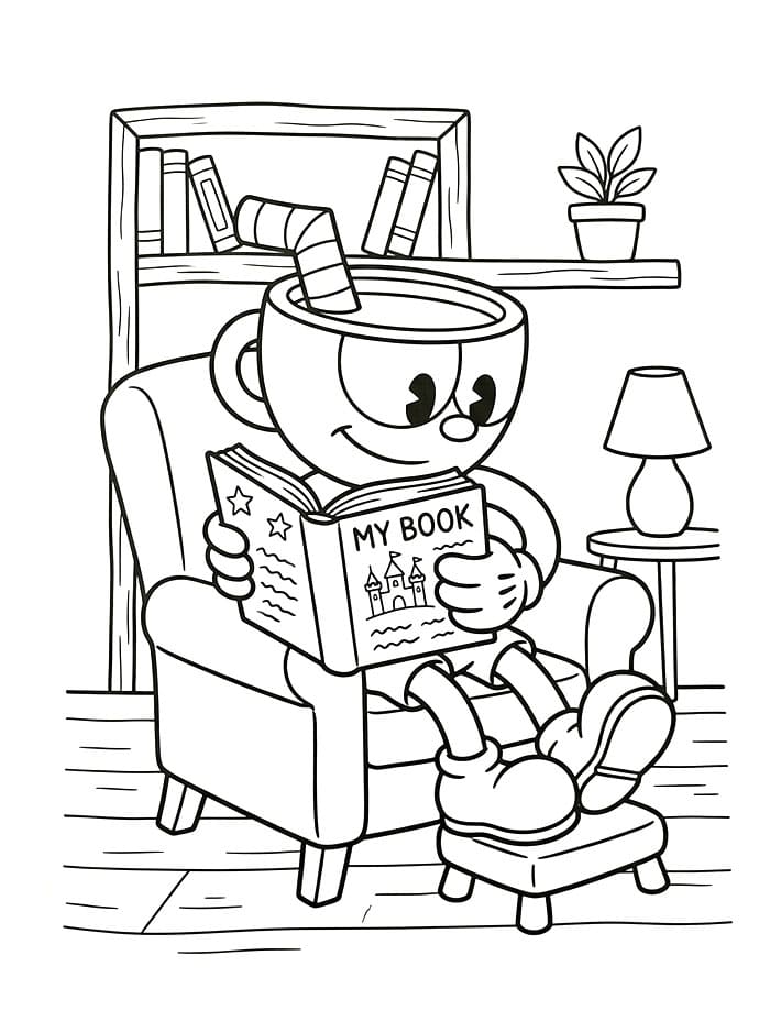 Cuphead k vytištění pro děti omalovánka