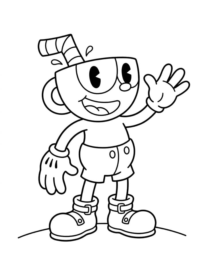 Herní postava Cuphead omalovánka