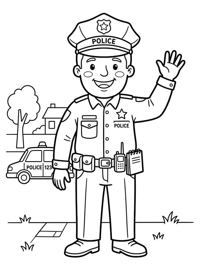 Jeden policista omalovánka