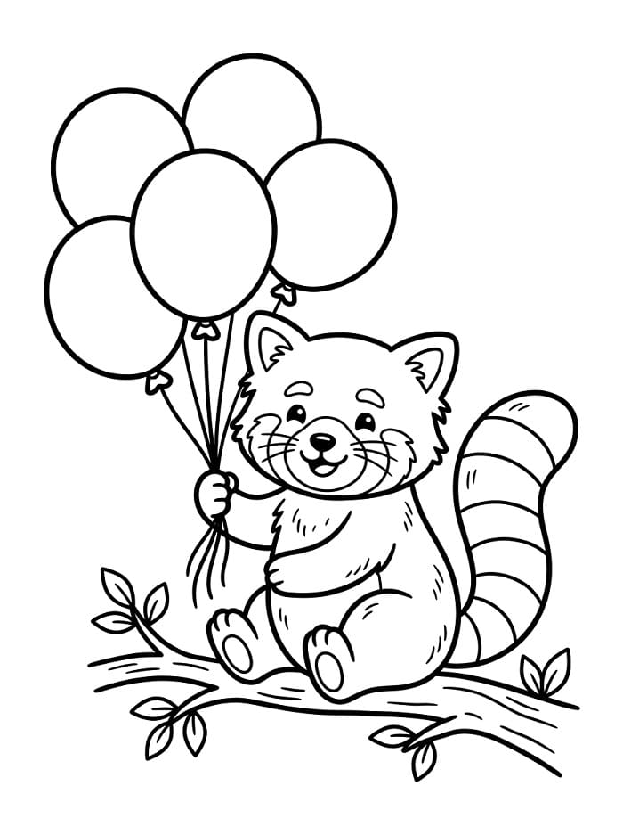 Jedna roztomilá panda červená omalovánka