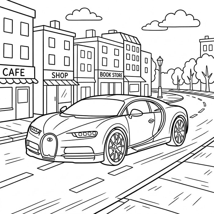 Jedno auto Bugatti omalovánka