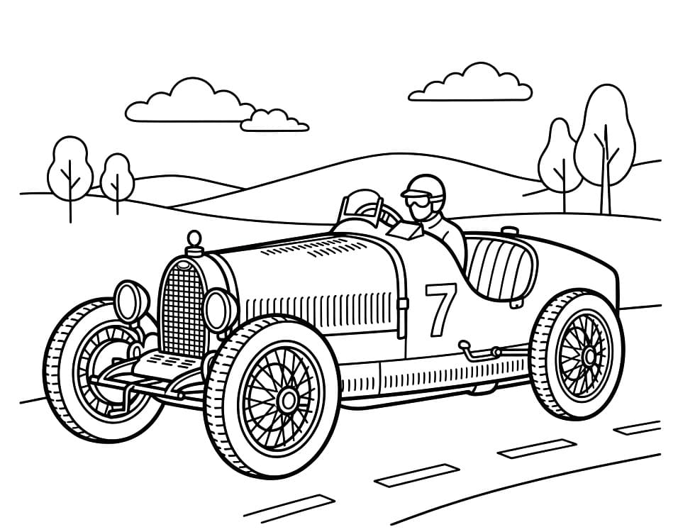 Jednoduché Bugatti omalovánka