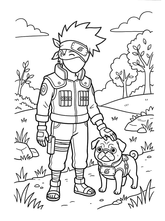 Kakashi a pes omalovánka