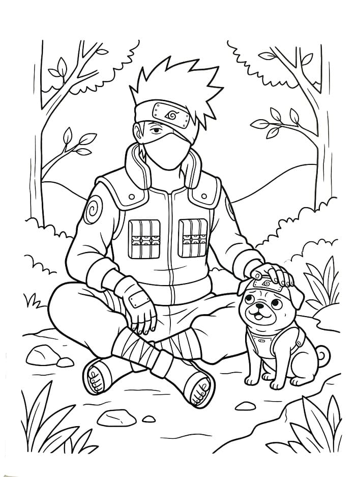 Kakashi a štěně omalovánka