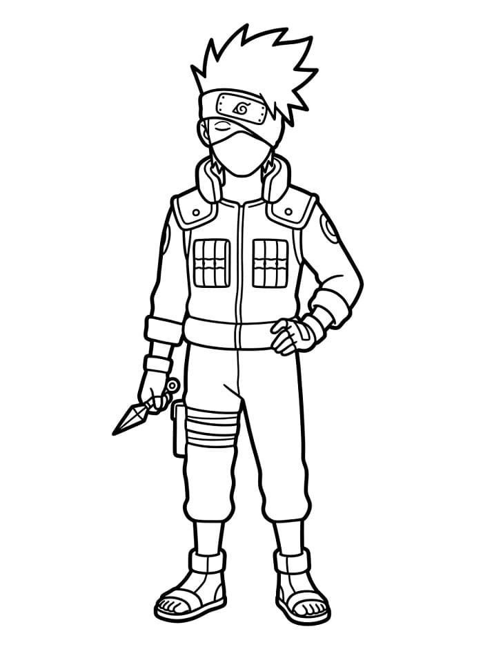 Kakashi držící kunai omalovánka